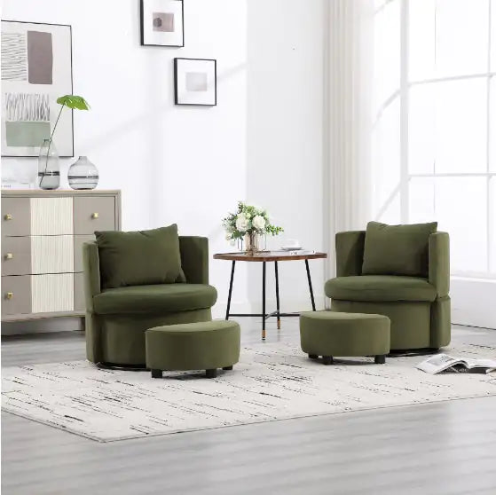 Upholstered Bucket-shaped Dining Chair With Ottoman