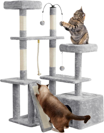 Multi-Level Cat Tree Cat Tower for Indoor Cats, Cat Condo with Scratching Posts, Cat Furniture Play Center, Plush Perch, Rotatable Cat Tree for Kittens/Large Cat, Light Gray