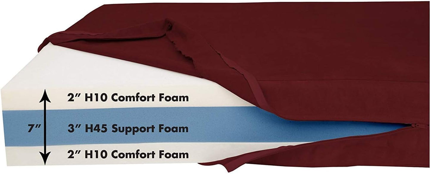 7" Pillow Top Orthopedic Dog Bed for Large and Extra Large Breed Dogs (Sleek Edition) (Giant (60 X 48 X 7), Burgundy)