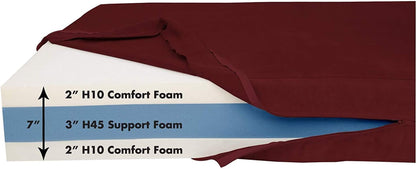 7" Pillow Top Orthopedic Dog Bed for Large and Extra Large Breed Dogs (Sleek Edition) (Giant (60 X 48 X 7), Burgundy)