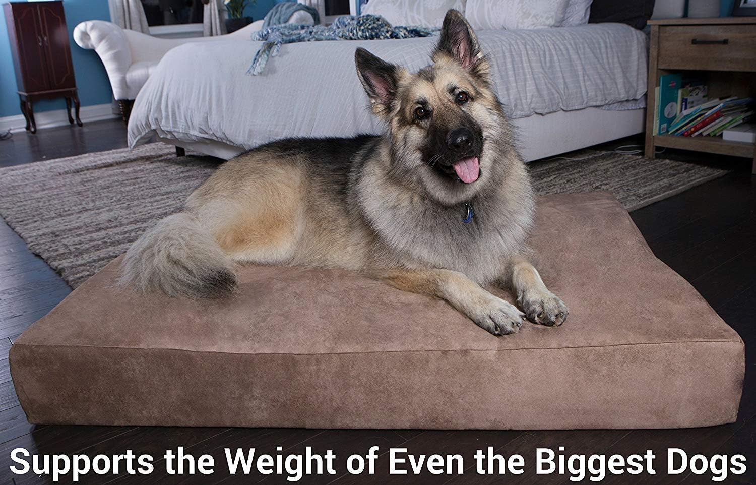 7" Pillow Top Orthopedic Dog Bed for Large and Extra Large Breed Dogs (Sleek Edition) (Giant (60 X 48 X 7), Burgundy)