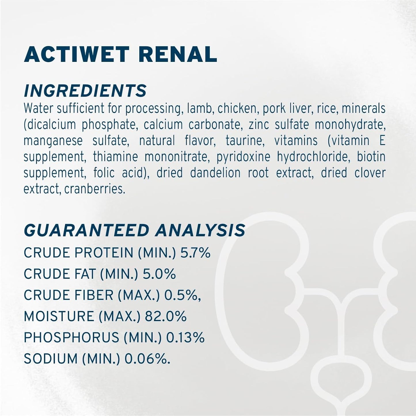 Wet Cat Food Kidney RENAL ACTIWET with Lamb 3.5Oz, Adult Cat Food Wet, Renal Support Canned Cat Food