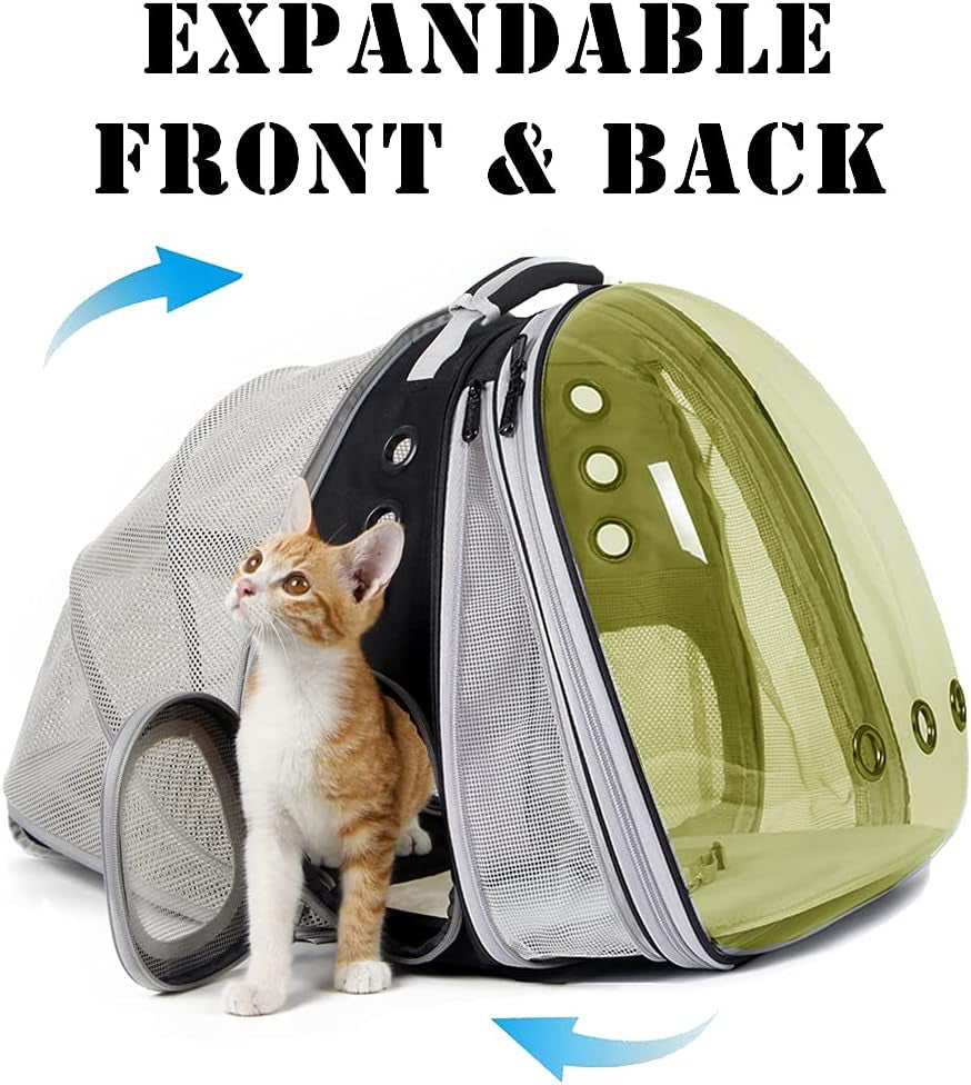 Expandable Cat Backpack, Space Capsule Transparent Pet Carrier for Small Dog, Pet Carrying Hiking Traveling Backpack