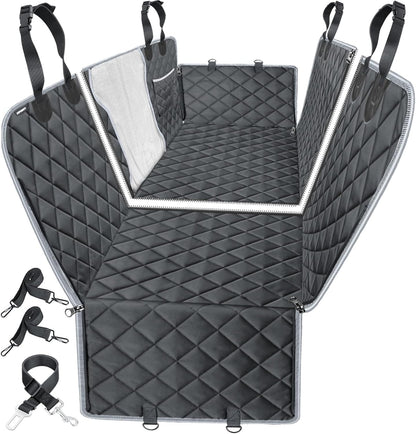 6-In-1 Dog Car Seat Cover for Back Seat, Waterproof Dog Car Hammock 40/60 Split Dog Seat Cover with Mesh Window and Side Flap Pets Car Seat Protector Dog Backseat Cover for Car, SUV, Truck