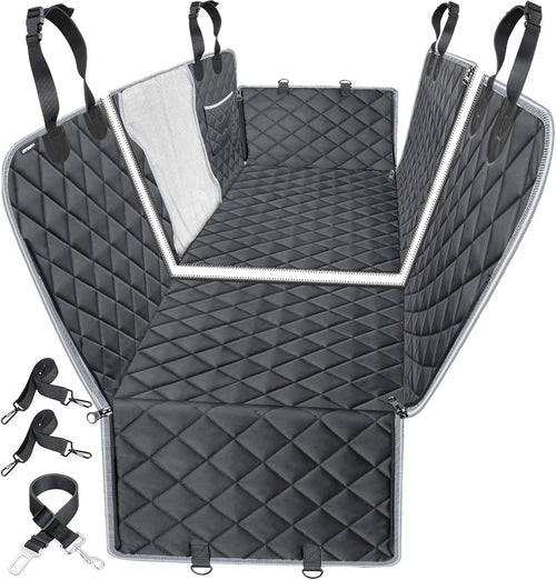 6-In-1 Dog Car Seat Cover for Back Seat, Waterproof Dog Car Hammock 40/60 Split Dog Seat Cover with Mesh Window and Side Flap Pets Car Seat Protector Dog Backseat Cover for Car, SUV, Truck