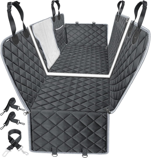 6-In-1 Dog Car Seat Cover for Back Seat, Waterproof Dog Car Hammock 40/60 Split Dog Seat Cover with Mesh Window and Side Flap Pets Car Seat Protector Dog Backseat Cover for Car, SUV, Truck