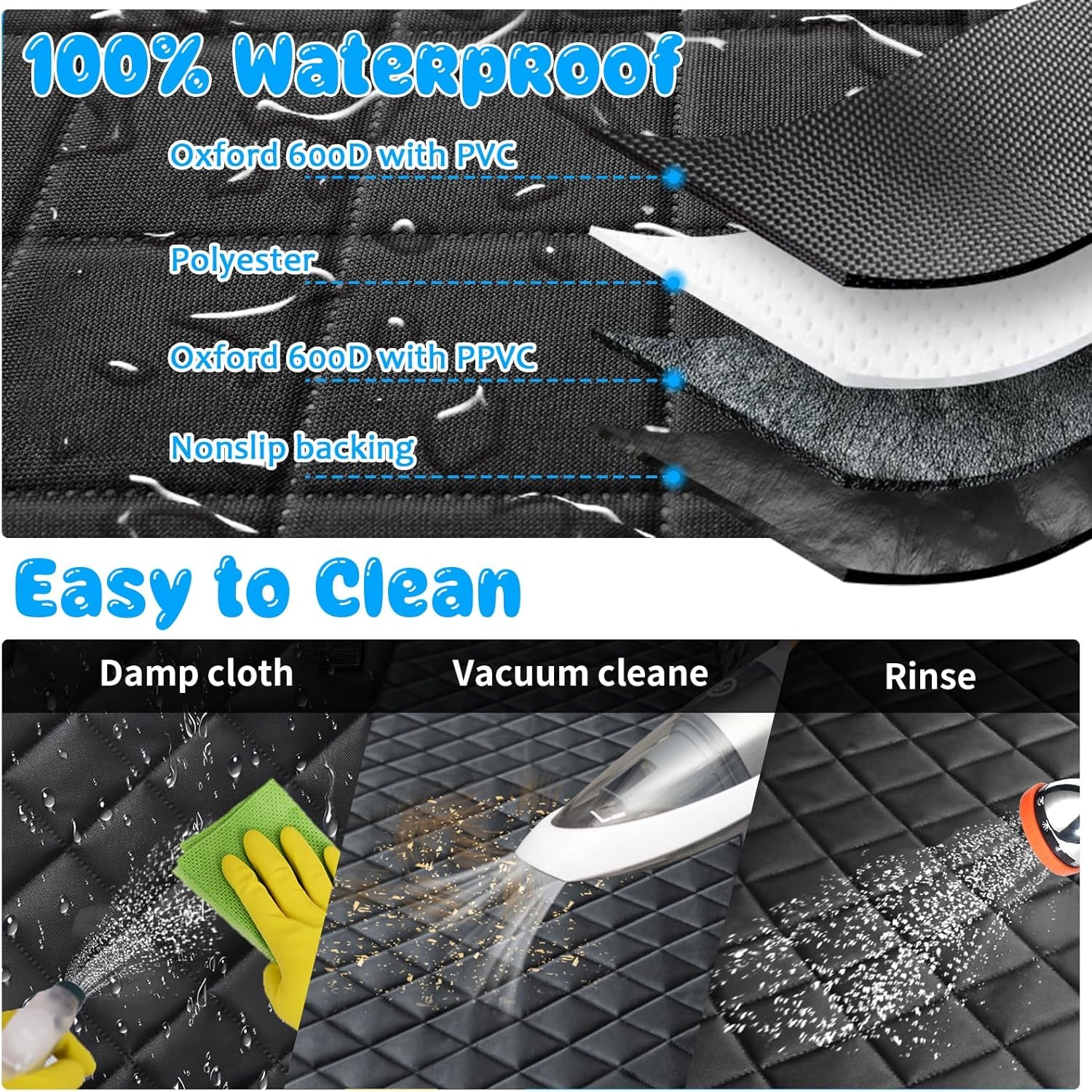 6-In-1 Dog Car Seat Cover for Back Seat, Waterproof Dog Car Hammock 40/60 Split Dog Seat Cover with Mesh Window and Side Flap Pets Car Seat Protector Dog Backseat Cover for Car, SUV, Truck