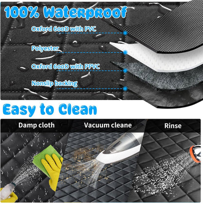 6-In-1 Dog Car Seat Cover for Back Seat, Waterproof Dog Car Hammock 40/60 Split Dog Seat Cover with Mesh Window and Side Flap Pets Car Seat Protector Dog Backseat Cover for Car, SUV, Truck