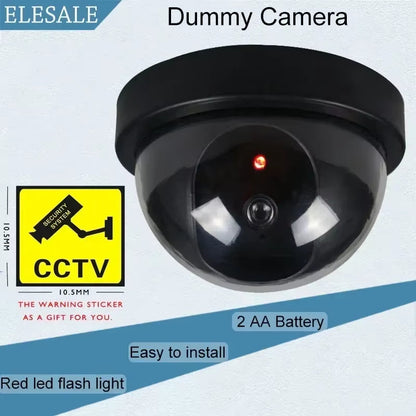 Creative Black Plastic Dome CCTV Dummy Camera Flashing Led Fake Camera Power via AA Battery Surveillance Security System
