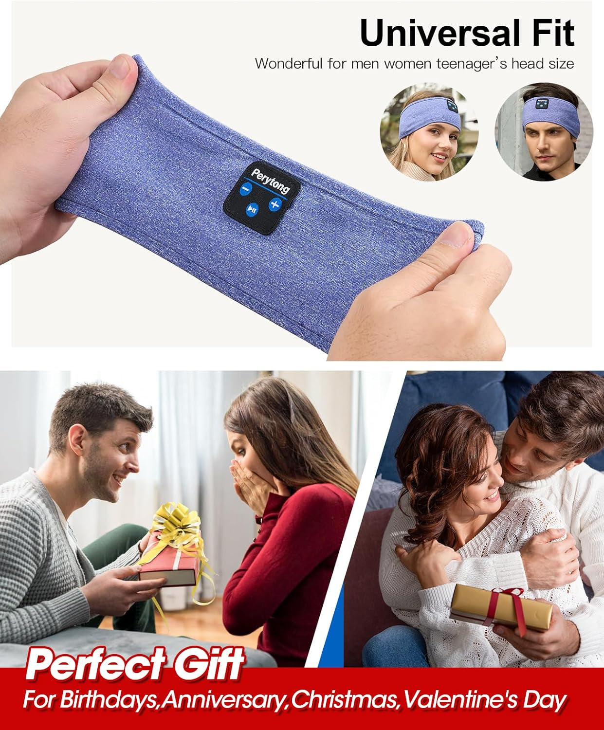 Sleep Headphones,  Bluetooth Sports Headband Headphones with Ultra-Thin HD Stereo Speakers Perfect for Sleeping,Workout,Jogging,Yoga,Insomnia, Air Travel, Meditation