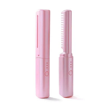 GlamWave Pro – Portable Wireless Heated Hair Straightener & Curler Brush
