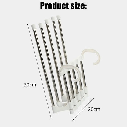 MaxiRack 5-in-1 Magic Trouser Rack – Stainless Steel Folding Pant & Tie Organizer for Closet & Wardrobe Storage