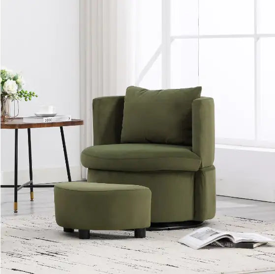Upholstered Bucket-shaped Dining Chair With Ottoman